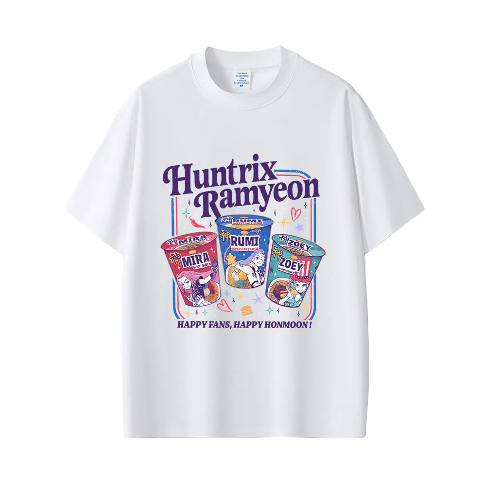 

Movie Kpop Demon Hunters Rumi Mira Zoey Ramen Graphic T-shirts Unisex Casual Cotton Vintage T Shirt Men Cartoon Fashion Tshirt