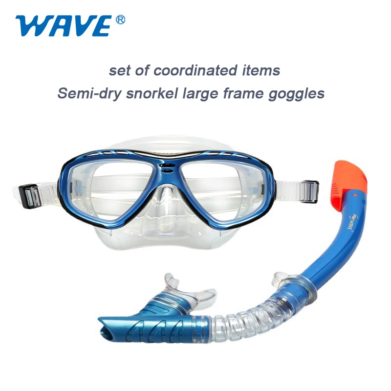 

WAVE Professional Snorkeling Two-Piece Equipment Semi-Dry Snorkel Large Frame Goggles Diving Training Glasses