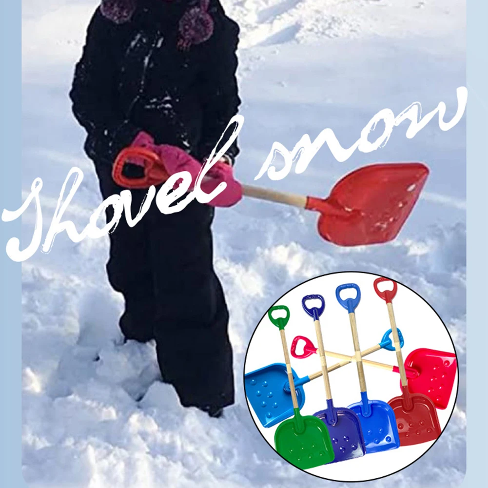 Wooden Handle Shovel Snow Shovel Snow Fun Winter Playtime Outdoor Play Plastic Scoop Adjustable Length For Snow Activities
