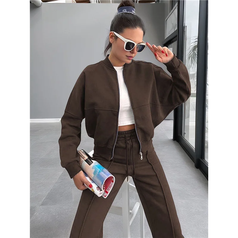 CYL-Lounge Set da donna Tuta da ginnastica Completi da 2 pezzi Felpa con pantaloni sportivi a gamba larga Set coordinato