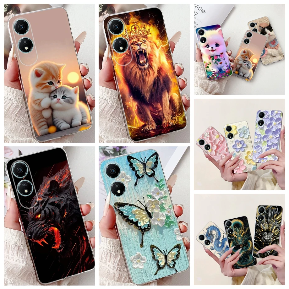 

For Honor X5 Plus Phone Case Huawei Honor X5 Back Cover Soft TPU Rubber Silicone Bumper Cartoon Animals Cool Style Clear Funda