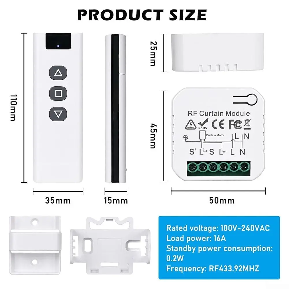 Tuya WiFi RF433 Blinds Curtain Switch with Remote for Electric Roller Shutter Smart Life Remote Voice Control Alexa Google Home