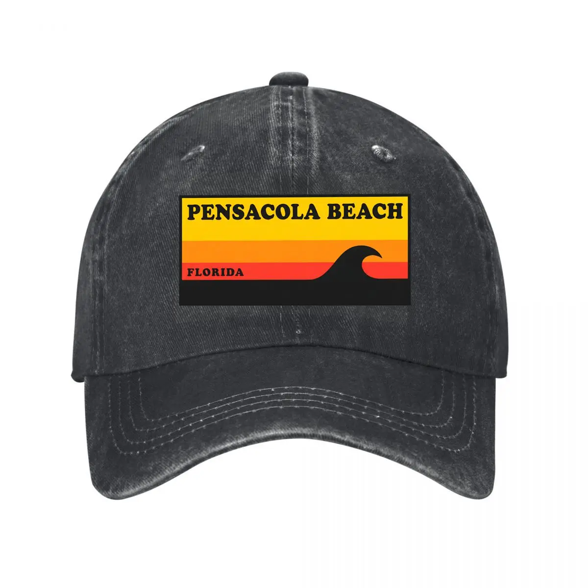 Pensacola Beach Florida Sunset Surf Wave Design New Vintage Washed Cotton Baseball Cap Sun Hats