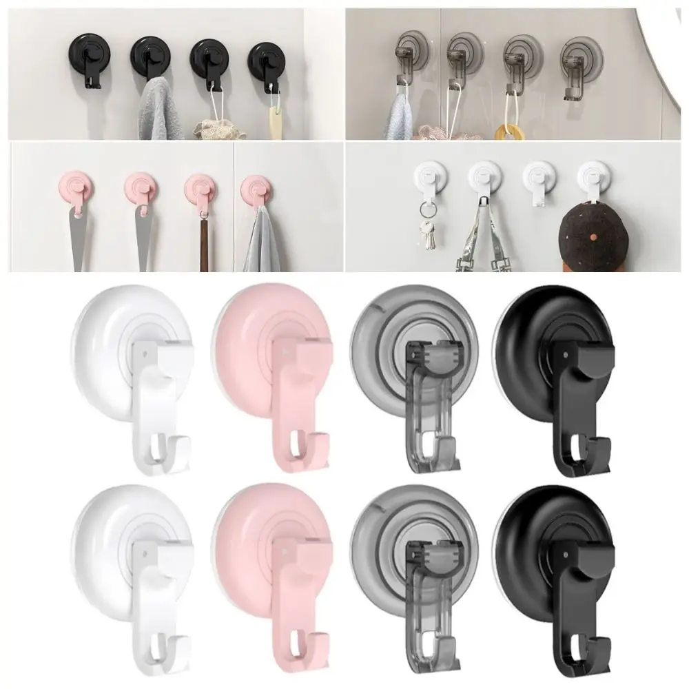 

4Pcs Round Powerful Vacuum Suction Cup Hook Waterproof Punch-free Kitchen Storage Hook Detachable Traceless Wall Hooks Toilet