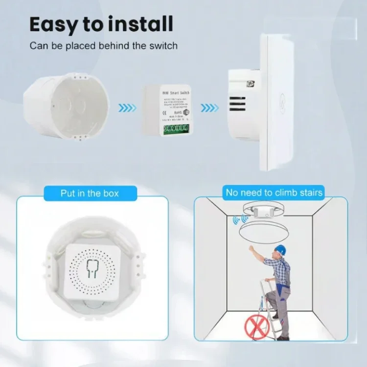 Imagem -06 - Tuya-mini Interruptor Wifi Controle Remoto 1-way Relé Temporizador Automação para Smart Life Trabalhe com Alexa Google Home Alice Faça Você Mesmo 16a