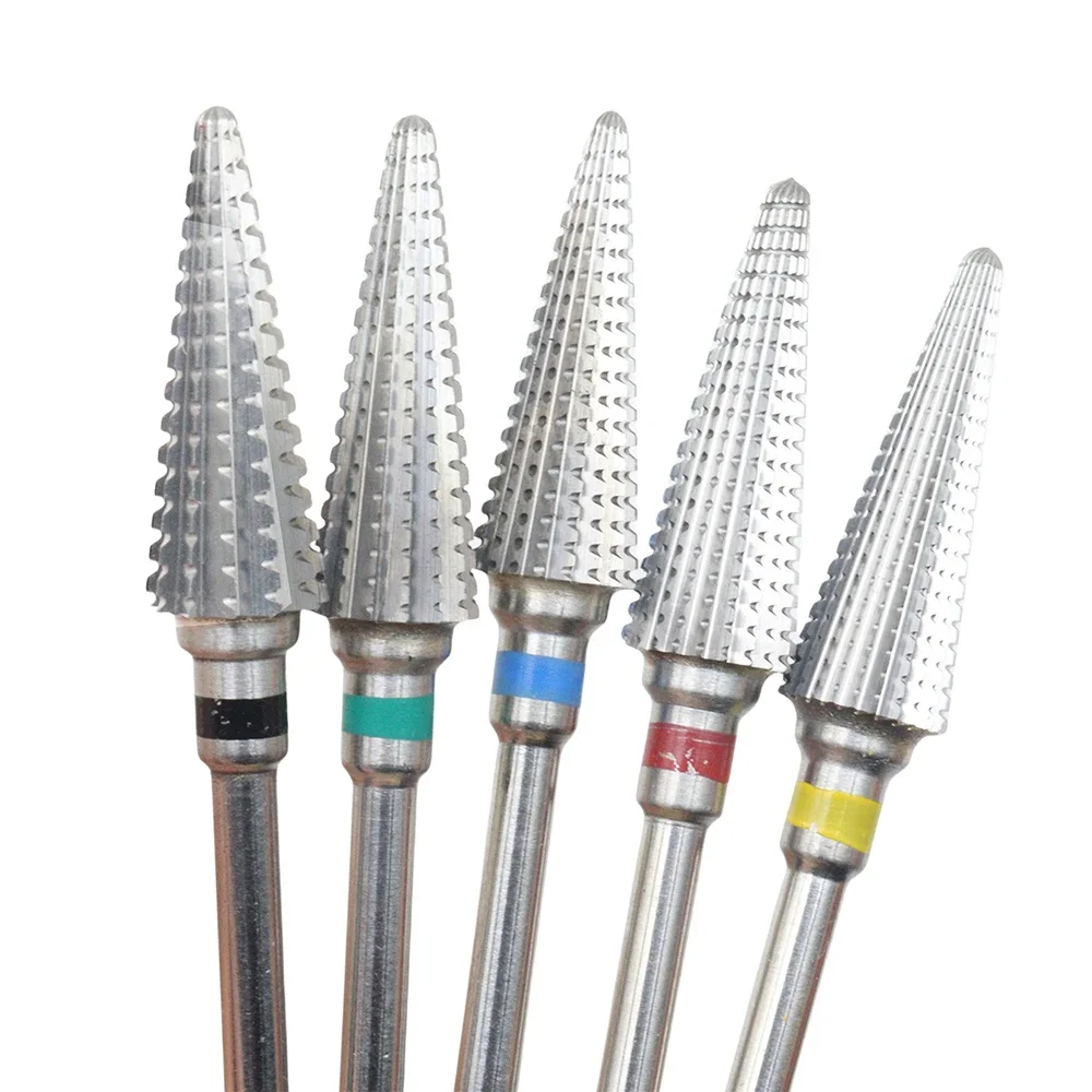 

1pc 5-in-1 Carbide Professional Tungsten Steel Nail Drill Bit Gradient Teeth Design for Pre-treatment and Removal