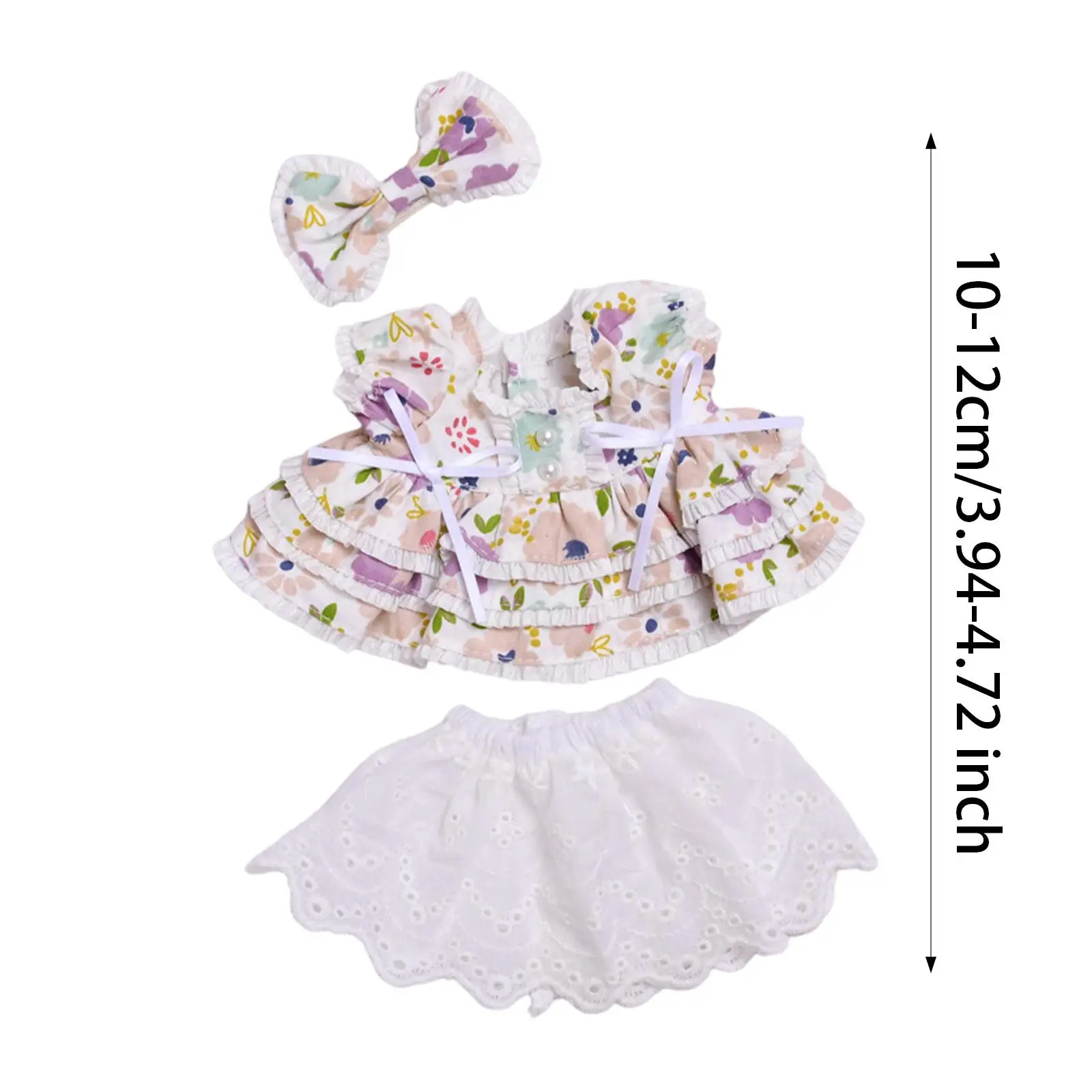 Plush Doll Pleated Dress Educational Fashion Pretend Play DIY Dress up Make Your Own Dolls Short Skirt for 7.87inch Doll