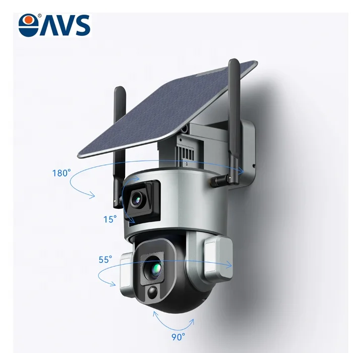 جديد 4MP 4G 4K HD 10K التكبير اللاسلكية في الهواء الطلق تعمل بالطاقة الشمسية الأمن IP المسار البشري 8MP عدسة مزدوجة CCTV 4G كاميرا PTZ الشمسية