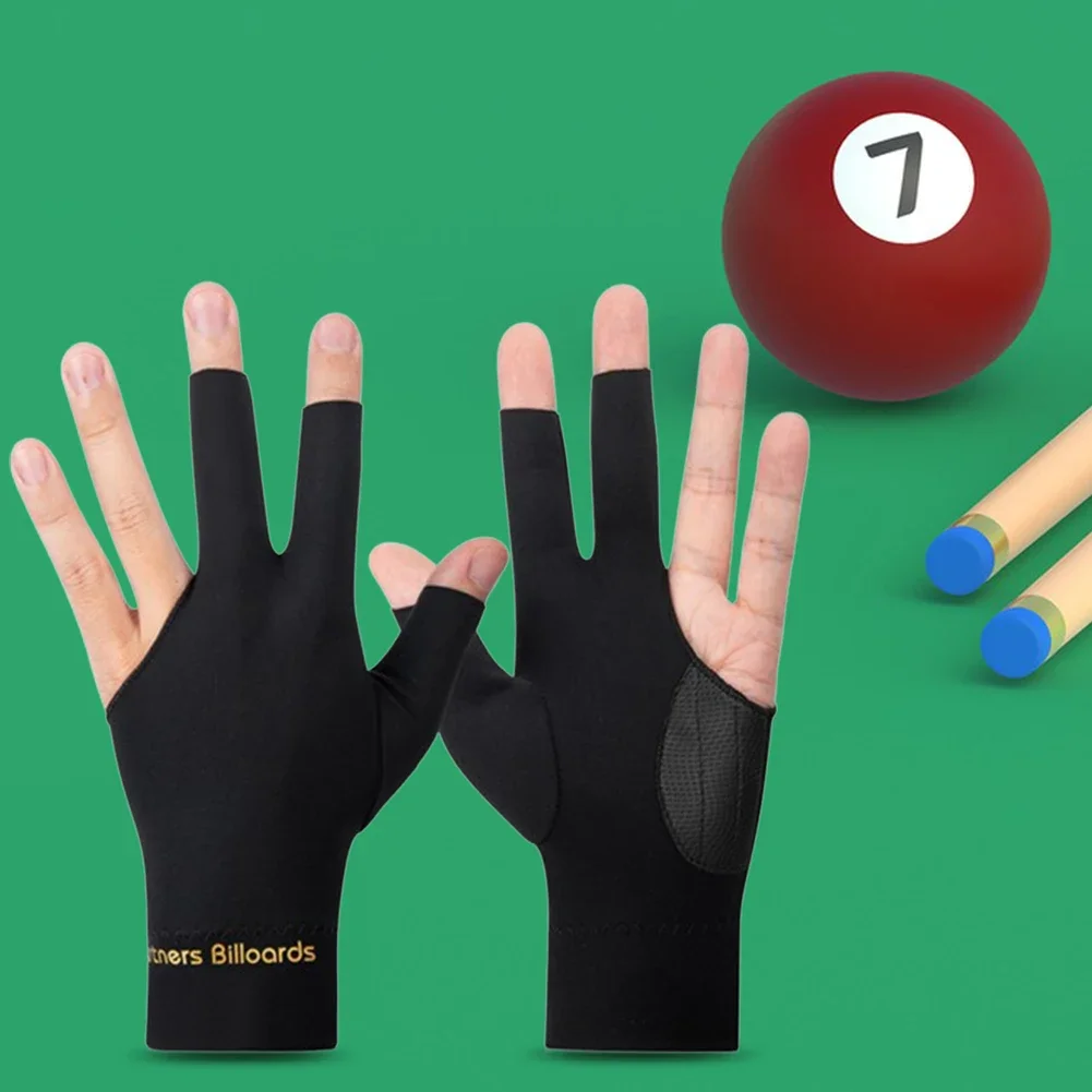 Bilardo eldiven açık 3 parmak eldiven kaymaz Snooker havuzu eldiven nefes bilardo spor bilardo aksesuarları