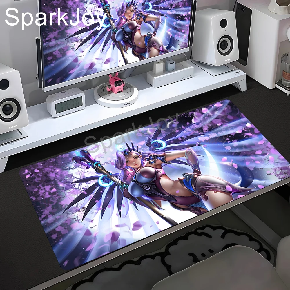 PC Gamer Cabinet Kawaii Mousepad XXL Sexy Anime Girl Overwatch Mercy Mouse Pad Keyboard Rug Laptop Gaming Accessories Desk Mat
