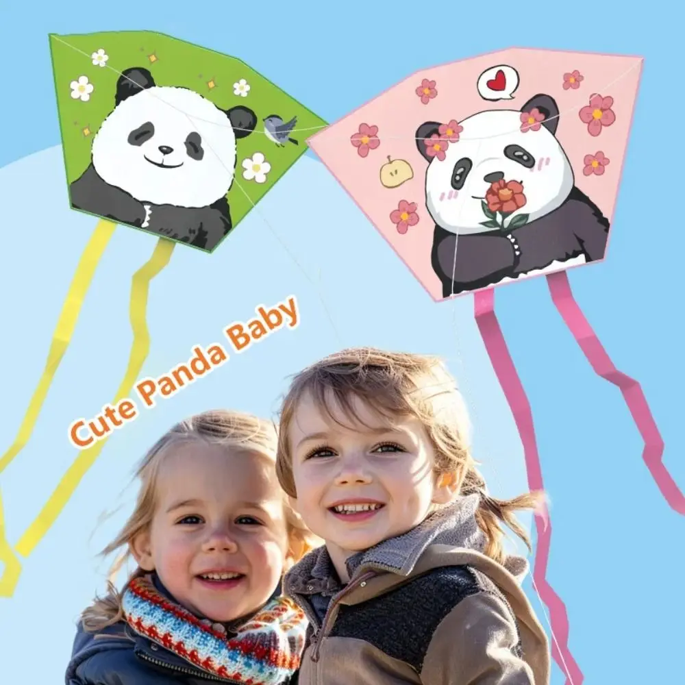 Frameless Spring Outing Pocket Kite Easy To Fly Handheld Cartoon Panda Wind Kites Foldable Colorful Foldable Children Kite Toys