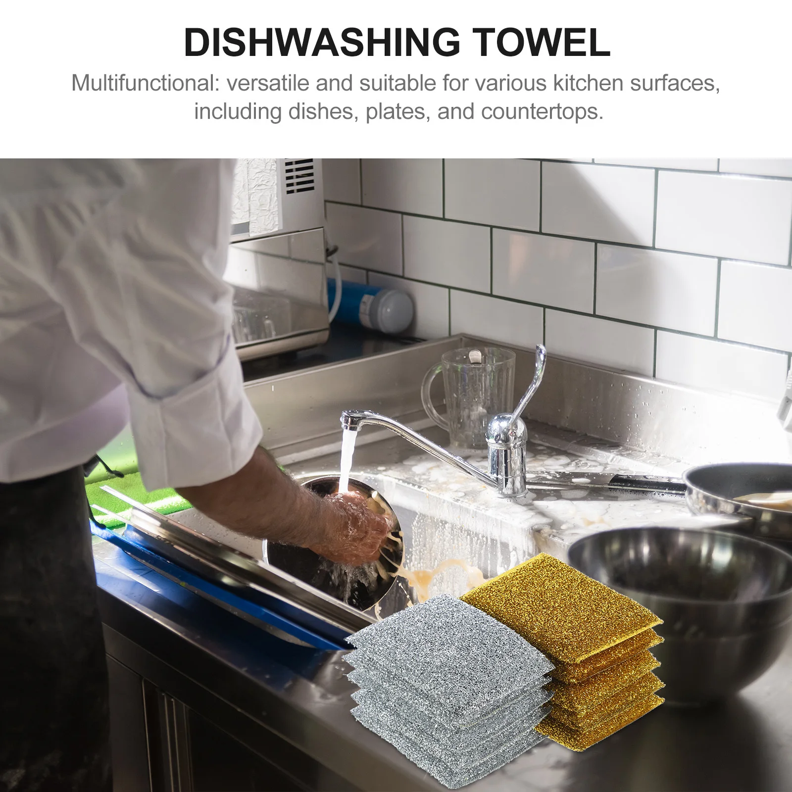 

10pcs Dish Cloths Kitchen Washing Towel Soft Absorbent Quick Drying For Plates Pans Countertops Cleaning Scouring Scrubber