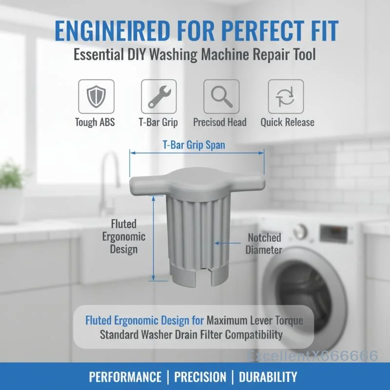 Washing Machine Filter Cap Wrench High Strength Wear Resistant Front Load Washer Drain Unclog Repair Tool for Home Use