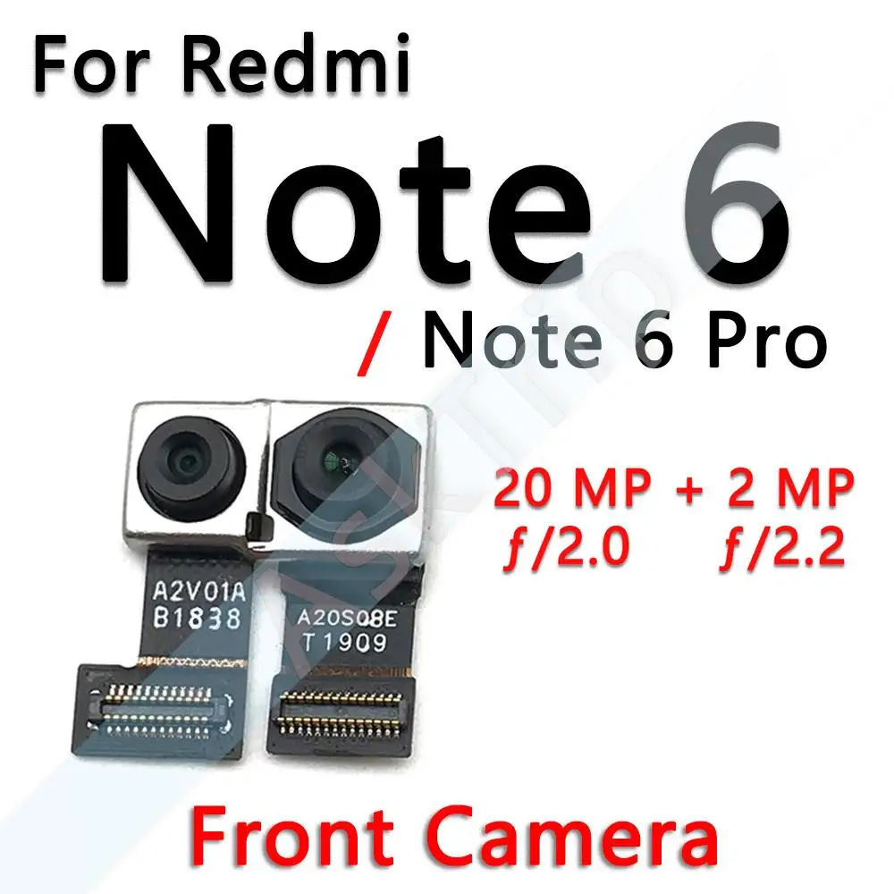 Aiinant Camera Flex Voor Xiaomi Redmi Note 6 6A 7 7A Pro Plus Kleine Voor/Hoofd Grote Terug achteruitrijcamera Module Lint Flex Kabel