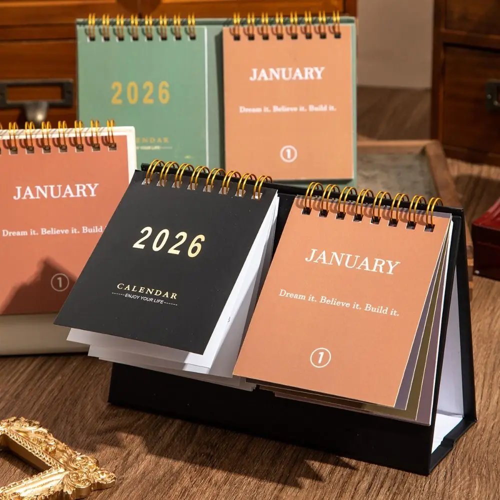 

Simple Coil 2026 Desk Calendar Portable Desktop Decoration Schedule Planner Double Row Mini Calendar Gifts