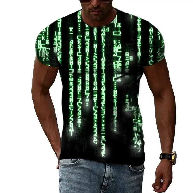 Fashion Men\'s T-shirt Multidimensional Graphic Tee For Men Casual 3D Print Harajuku Personality Round Neck Short Sleeve Top