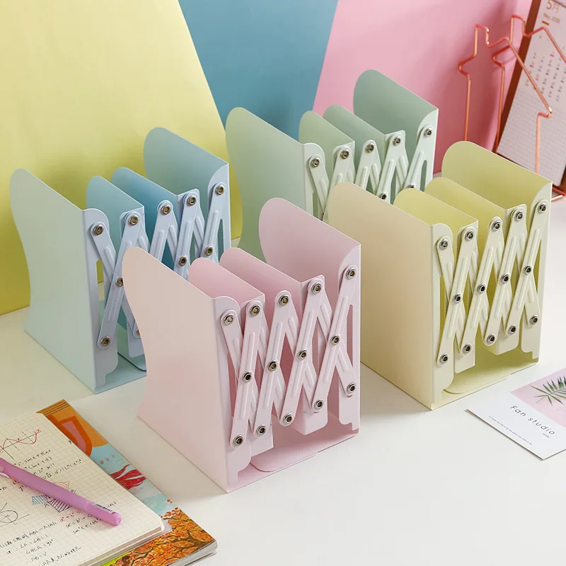 Kaba Bear Bookstand Retractable Simple Student Bookcase Simple Book Lean on Table Iron Desktop Bookshelf Macaron