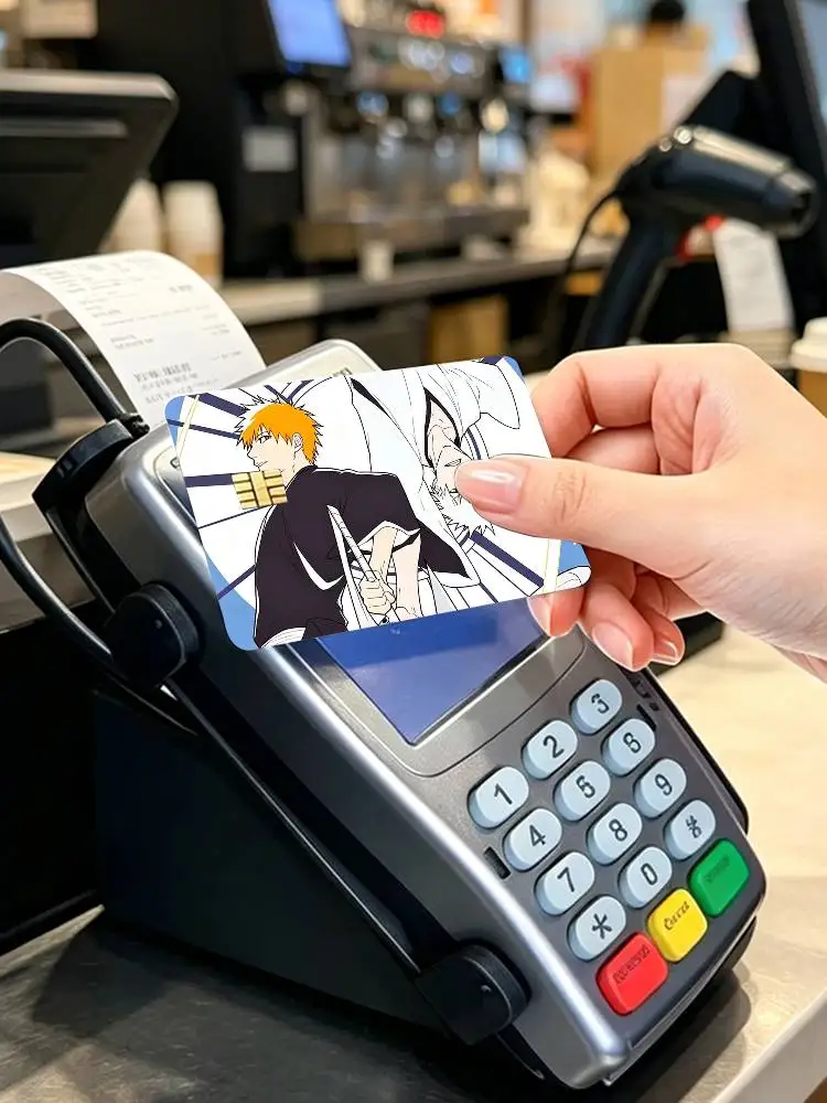 Anime I-Ichigo Kurosaki T-Toshiro Hitsugaya  4pcs 1Set Card Stickers Small Waterproof Chip 4PCS Card Sticker Anti-Scratch