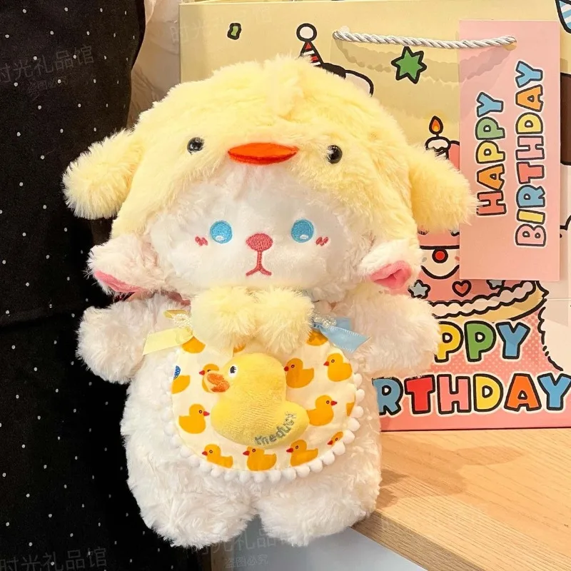 

Baby Lamb Plush with Yellow Duck Scarf - Soothing Sleep Companion & Cuddly Toy, Heartwarming Gift for Kids & Friends