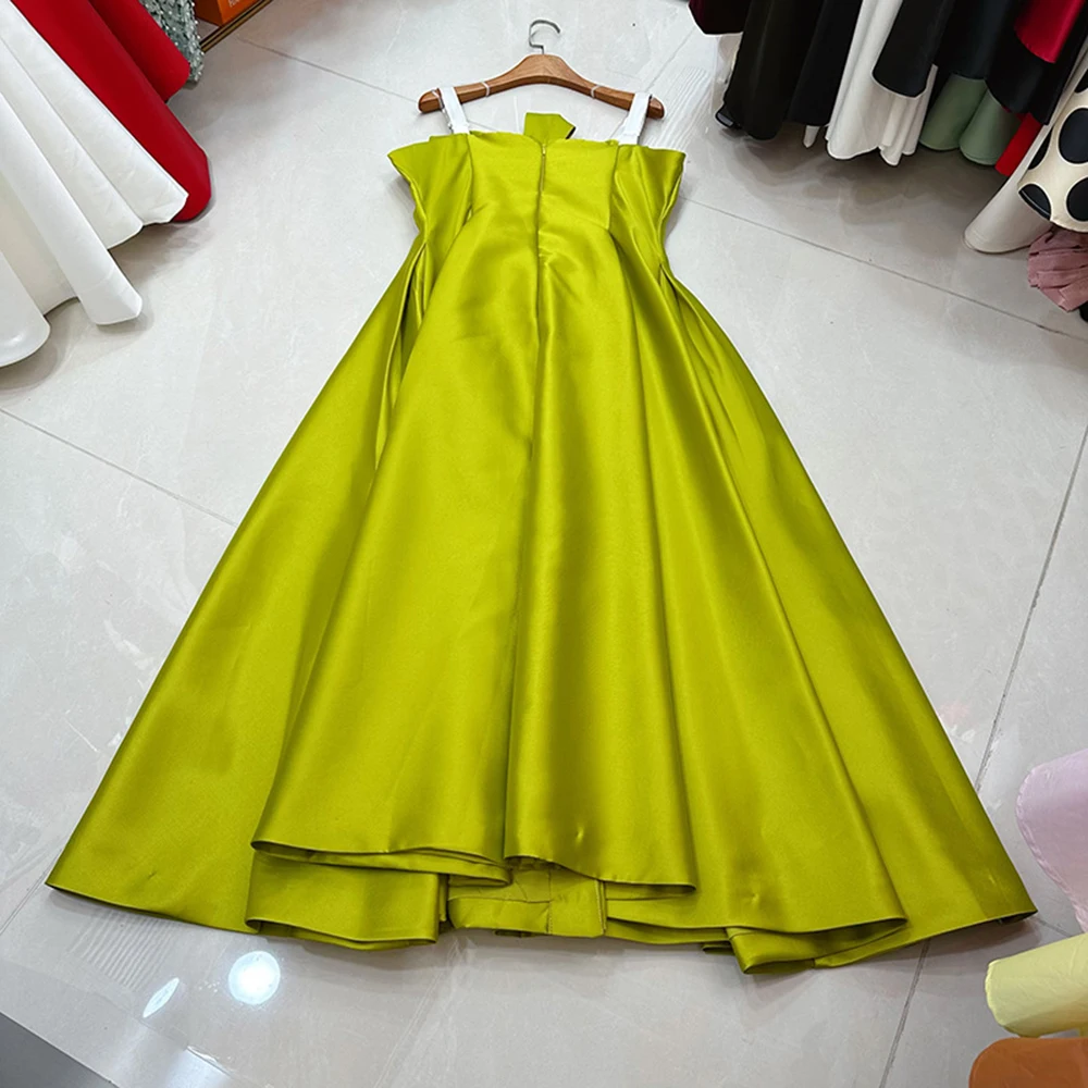 TWOTWINSTYLE Carino Impiombato Appliques Abiti Lunghi Per Le Donne Colletto Quadrato Senza Maniche A Vita Alta Chic Vestito Femminile Nuovo KDR545044