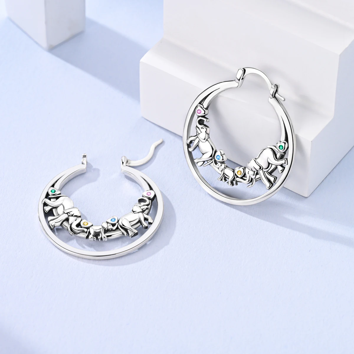 Silver Plated Hoop Earrings For Woman Pendientes Zircon Star Eardrop Original Earring Fashion Jewelry Gift
