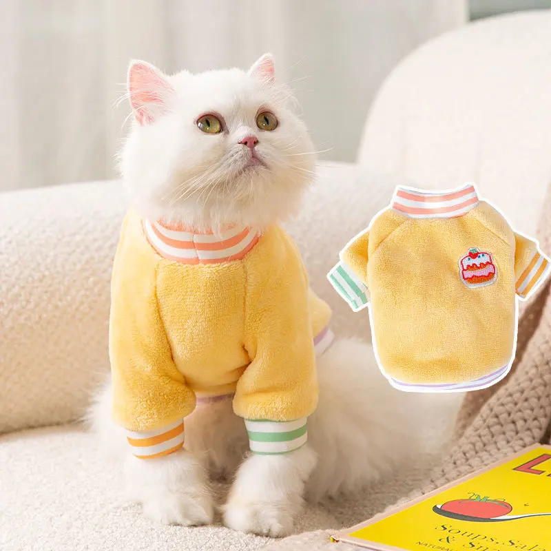 The New Fall and Winter Warm Facecloth Bump Color Puppy Dog Clothing Teddy Bichon Two-legged Clothes Kitten Pet Clothes