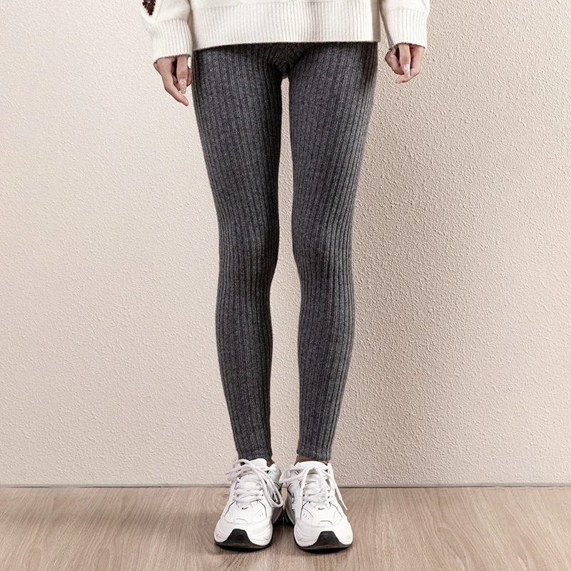 pure cashmere leggings for women in autumn and winter, tight, tight-fitting, tight-fitting, knitted, seamless high-waisted pants