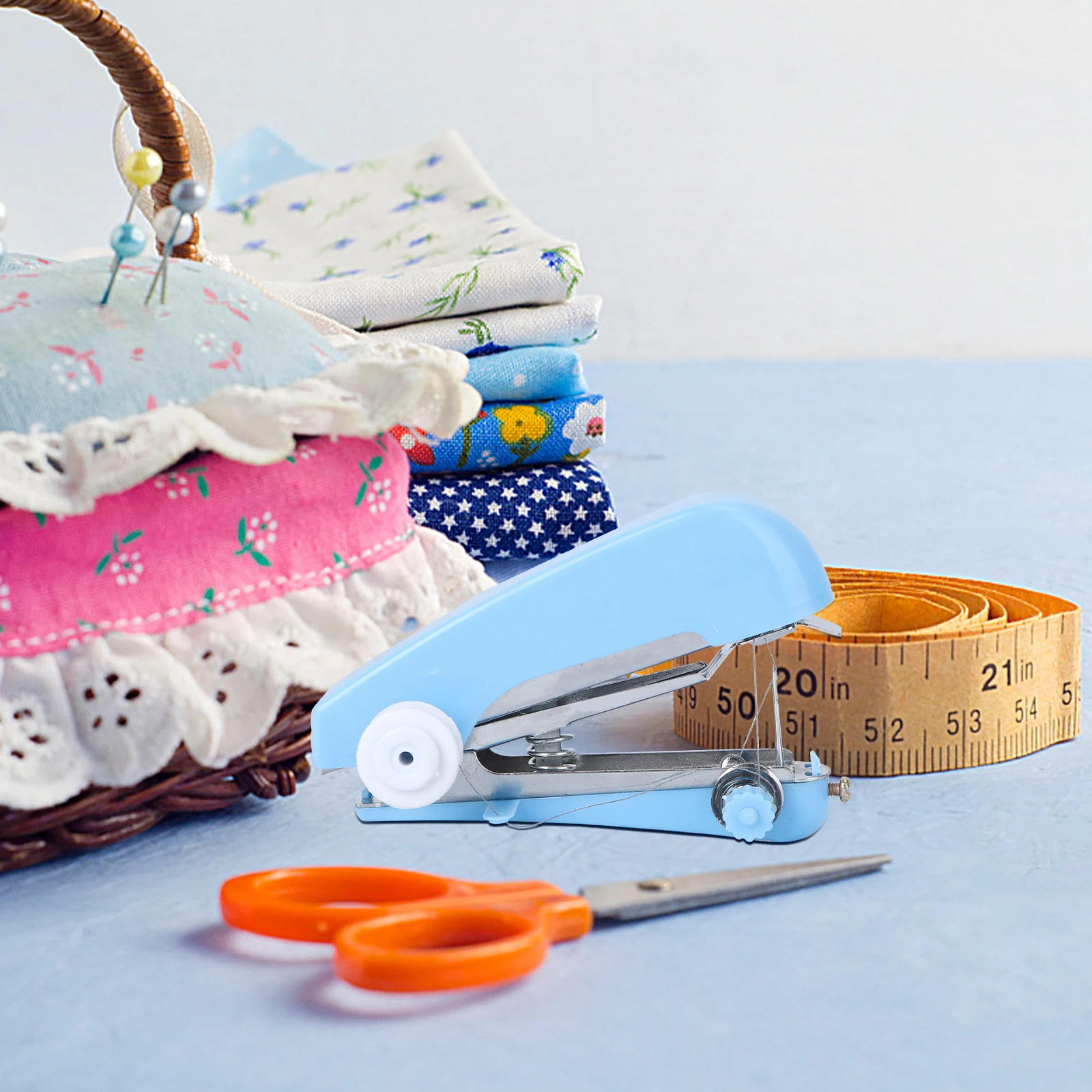 

Mini Manual Sewing Machine Portable Handheld for Clothes Fabric Toy Crafts Thin Curtains Premium Material Automatic Stitch