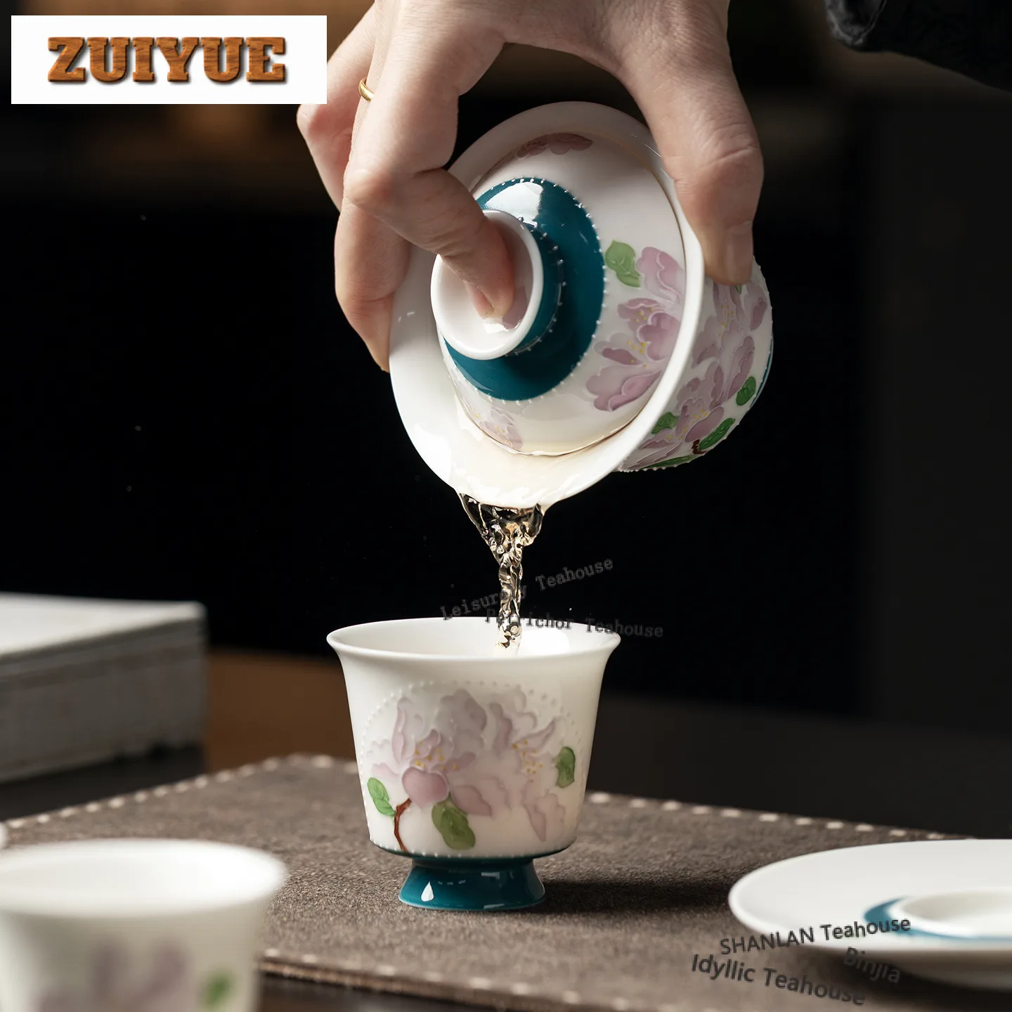 120ml Hand-painted Iris Bead Curtain Gaiwan Zen Tea Tureen Tea Bowl With Lid Kit Tea Maker Cover Bowl Chinese Tea Set Craft