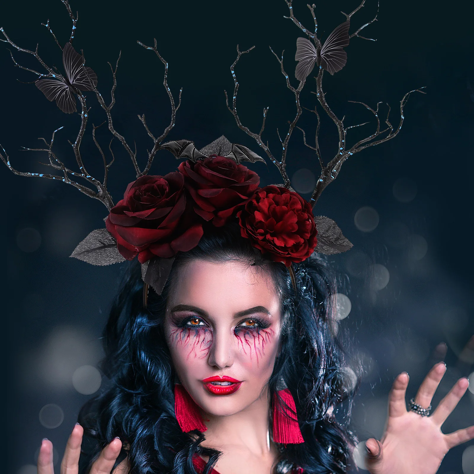 

Gothic Rose Halloween Headband One Size Fits Most Lightweight Comfortable Party Cosplay Headwear Hair Hoop Accessory