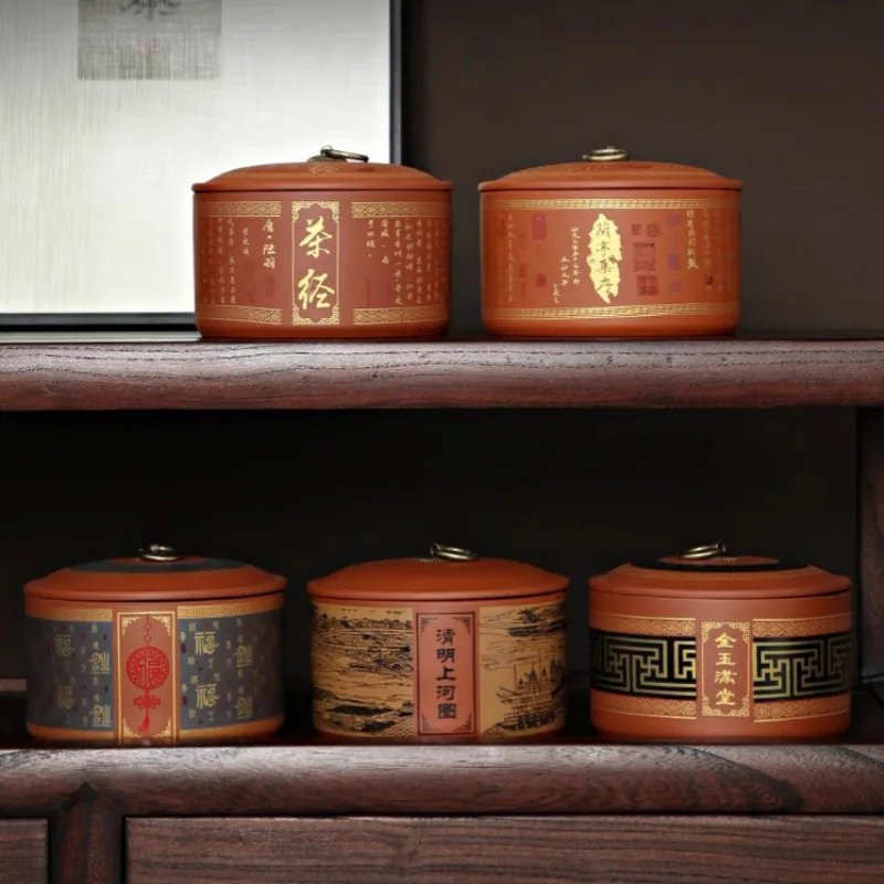 

Creative Red Ceramic Sealed Moisture Proof Tea Jar Food Storage Container Tabletop Ornament Vintage Coffee Bean Tea Storage Jar