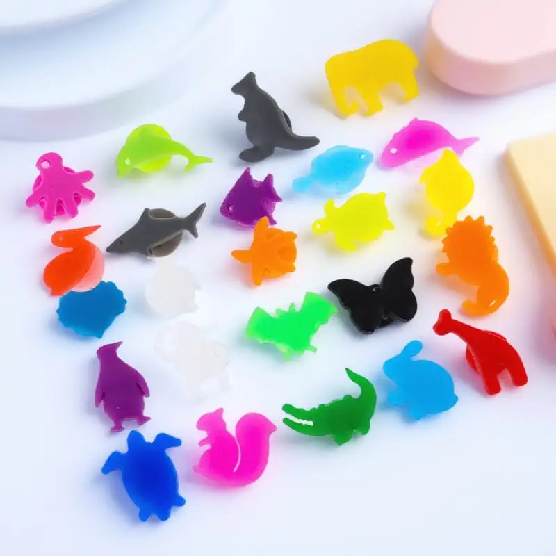 24 قطعة كأس للنبيذ سيليكون علامات حيوانات البحر حيوانات أرضية صديقة للبيئة قابلة لإعادة الاستخدام علامات المشروبات حفلة كوكتيل الزفاف #6