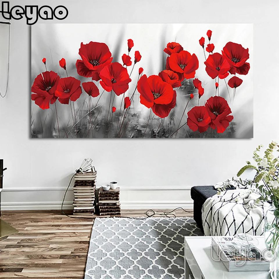 Poppy flower 5d diy Diamond painting 3d diamond mosaic Diamond Embroidery poppies full round drill square rhinestones art,decor