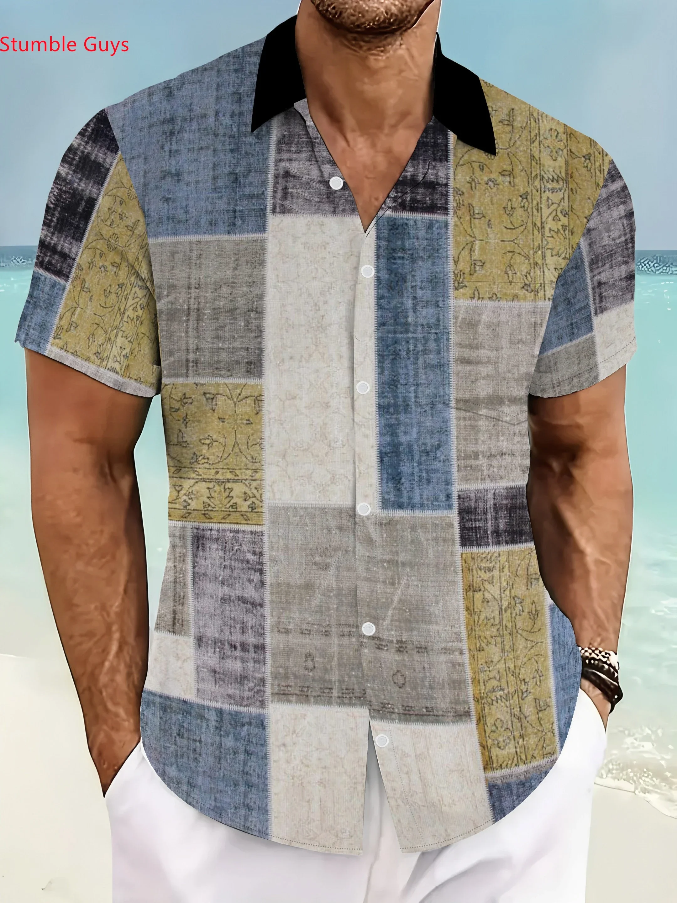 Men's Floral Hawaiian Shirt Summer Fashion Casual Man Short Sleeve Lightweight Breathable Beach Vacation Party Tops