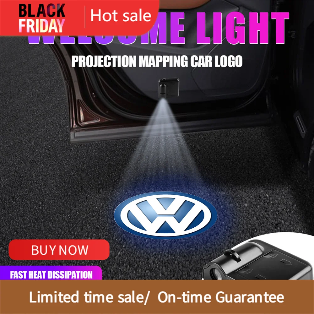 Magnetic LED Car Door Emblem Light Welcome Lamp Wireless Laser Projector Auto Accessories For Volkswagen Golf Touran Polo Jetta