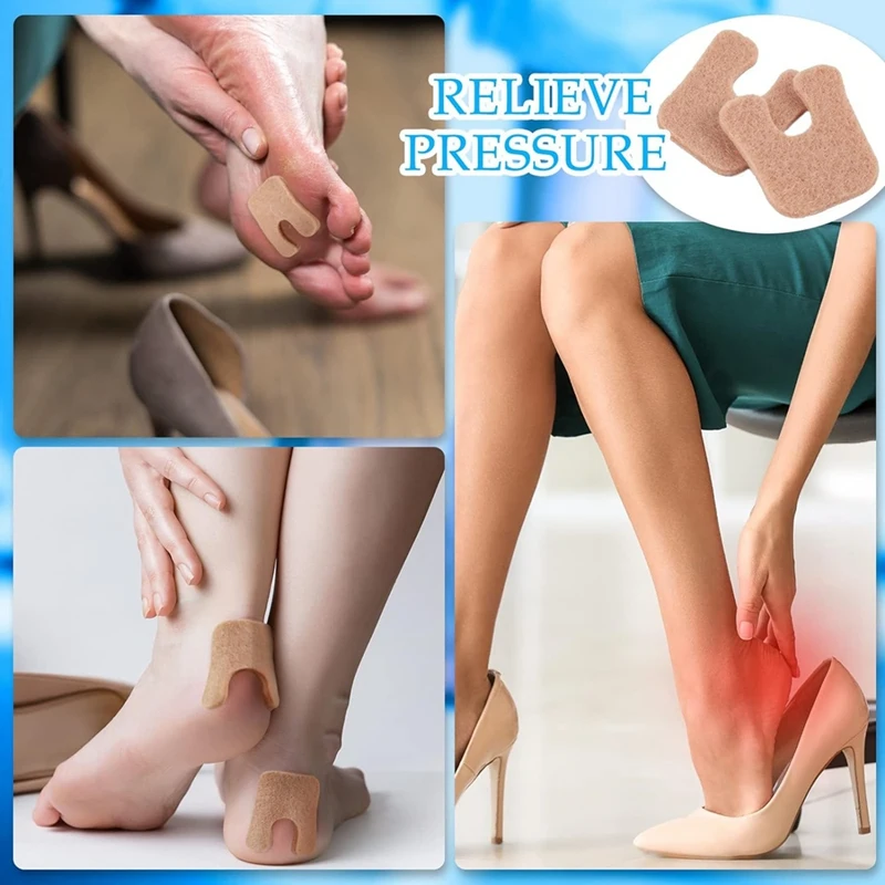 120Pcs U Shaped Felt Callus Pads, Metatarsal Foot Cushions For Pain Relief, Prevent Rubbing Calluses Pads