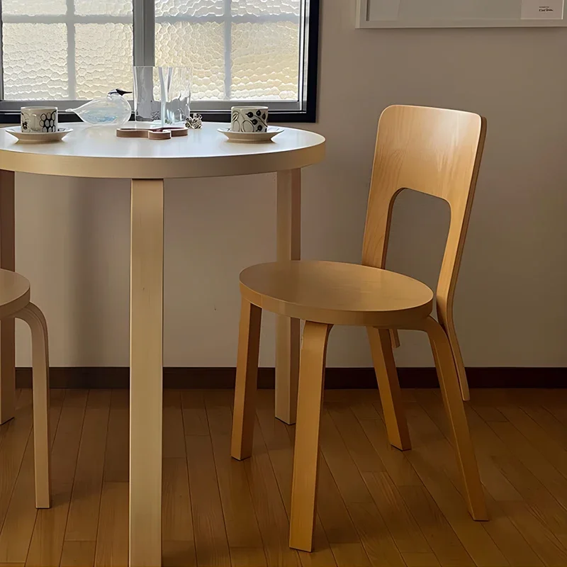 

Nordic artek flat solid wood medieval home backrest dining chair Modern minimalist online celebrity ins wind designer chair