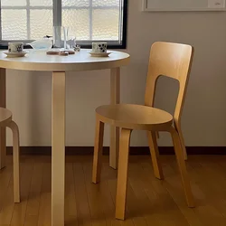Nordic artek flat solid wood medieval home backrest dining chair Modern minimalist online celebrity ins wind designer chair