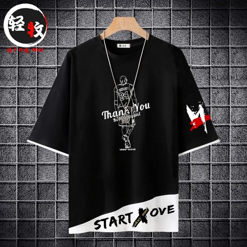 

Футболка Kobe 24 Baskeall Collaborative ort Sve с мультяшным аниме-принтом, летняя, свободного кроя, из хлопка, с круглым вырезом, с принтом