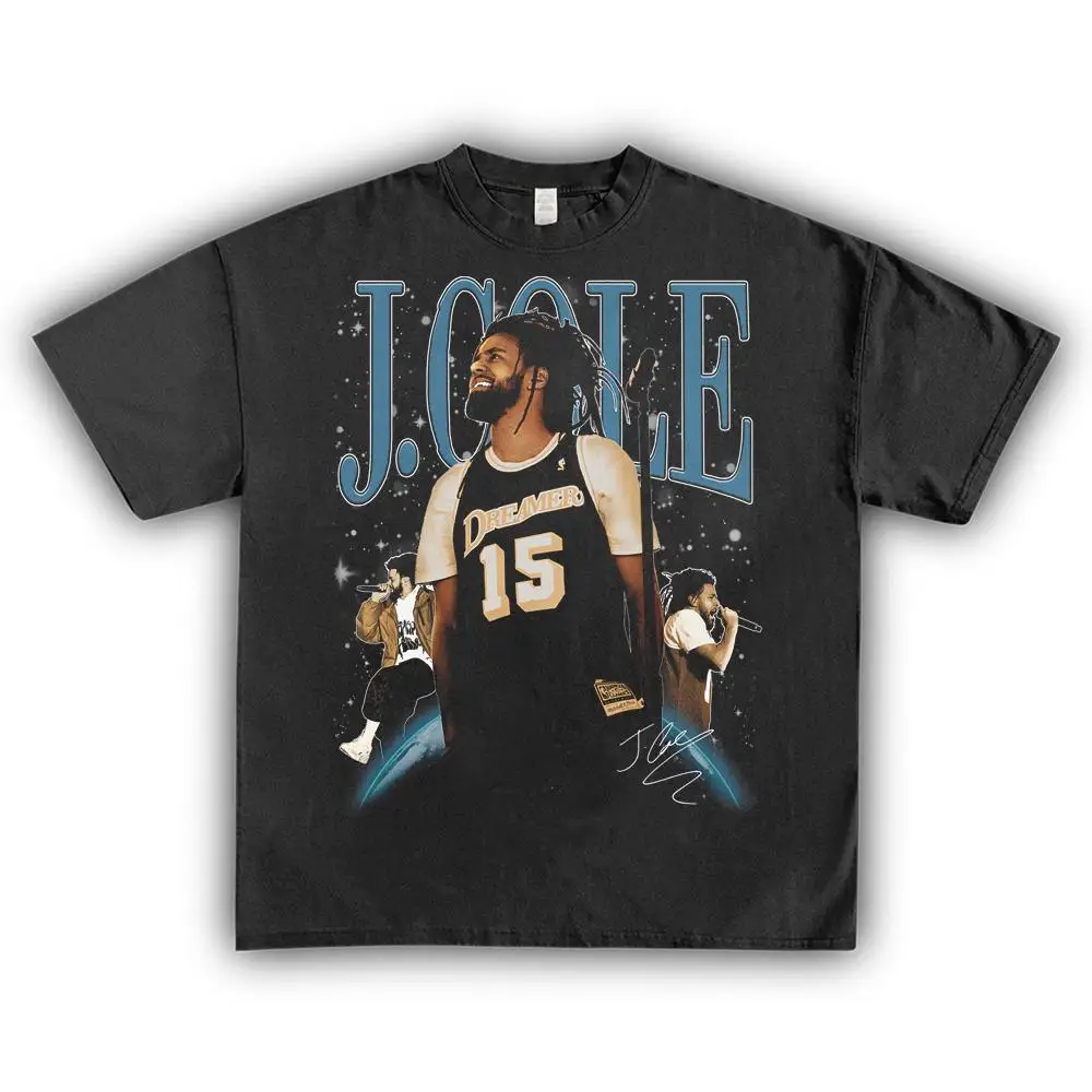 

Homage Tees J Cole Hip Hop American Retro Street Loose Heavyweight ort Sve T-irt Youth Summer Faion Antibacterial