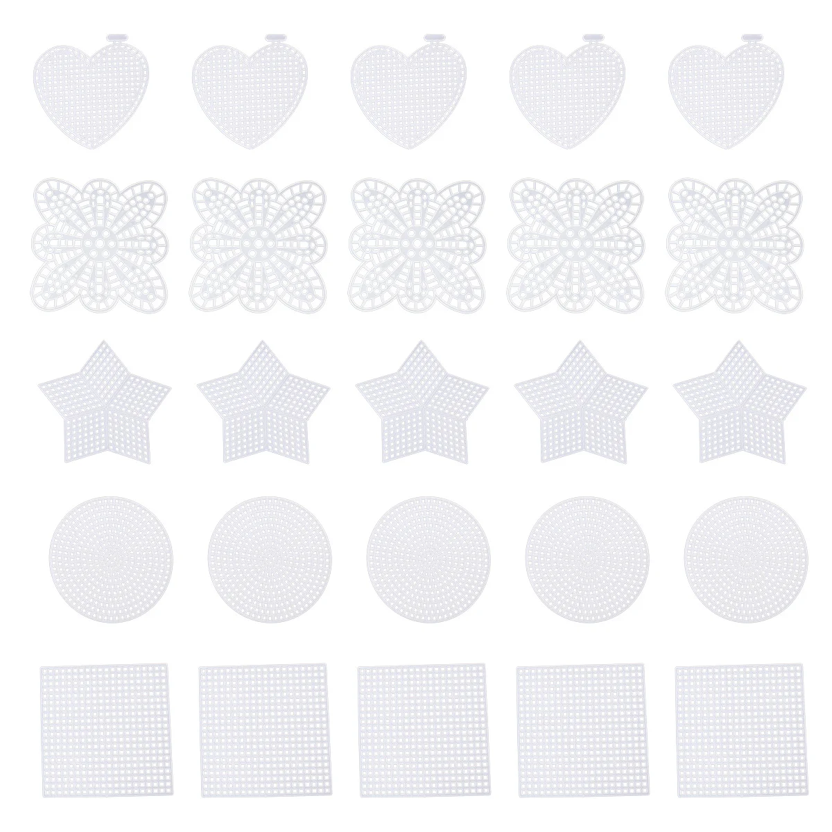 50 قطعة من صفائح القماش البلاستيكية ذات الغرز المتقاطعة، مجموعة خماسية مستديرة متعددة الأشكال مطرزة سهلة الاستخدام بنفسك