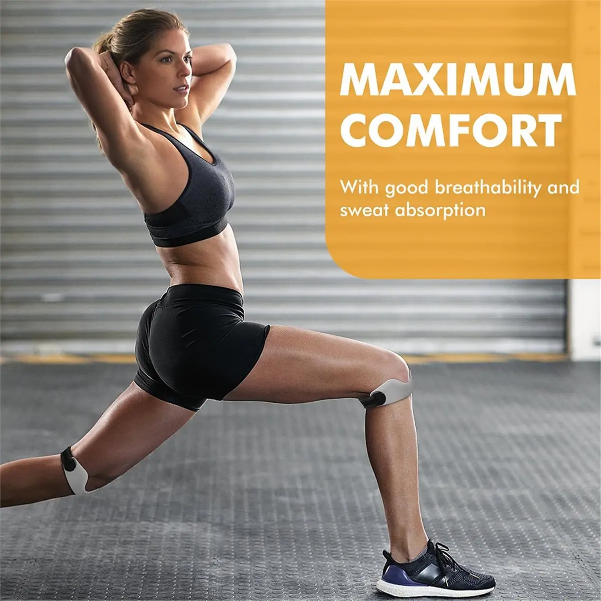 [N84R] Silicone Patellar Tendon Support Strap 2-Pack, Knee Brace for Women & Men, Adjustable Non-Slip Patella Band Support