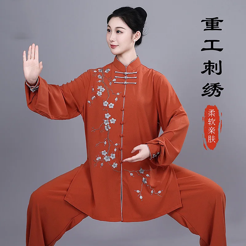 Women's Premium Tai Chi Suit Fall Embroidered Baduanjin Martial Arts Training & Performance Wear for Adults