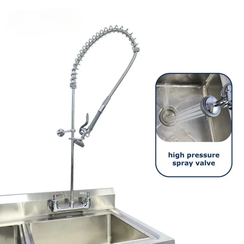 Commercial Pre Rinse Sprayer Kitchen Sink Faucet Kitchen Wall-mount Pull-down Faucet