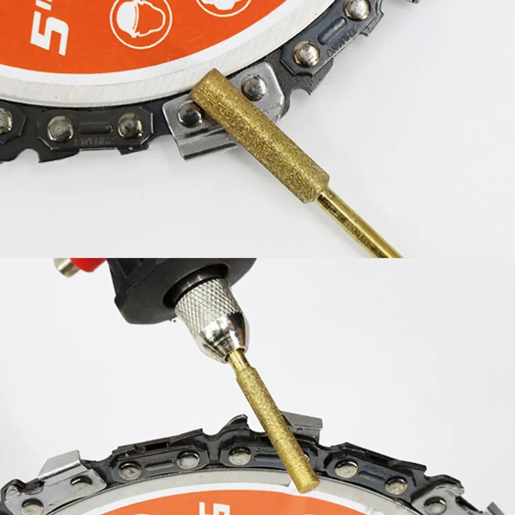 

For Chain Polishing Chainsaw Sharpener Stone 4.0mm 4.8mm 5.5mm Grinding Stone File Titanium-plated Emery 3mm Handle 45mm Length