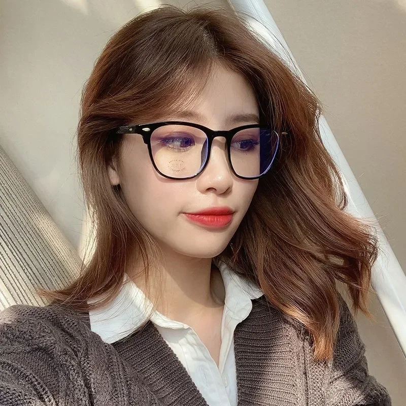 2PCS Unisex Square Plastic Frame Trendy Anti-Blue Light Clear Glasses for Back To School Clothing Accessories.
