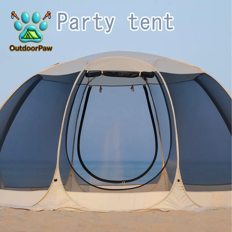 Large Family Pop-Up Shelter - 6-8 Person Sun Canopy with Full Mesh Walls, Camping & Garden Tent