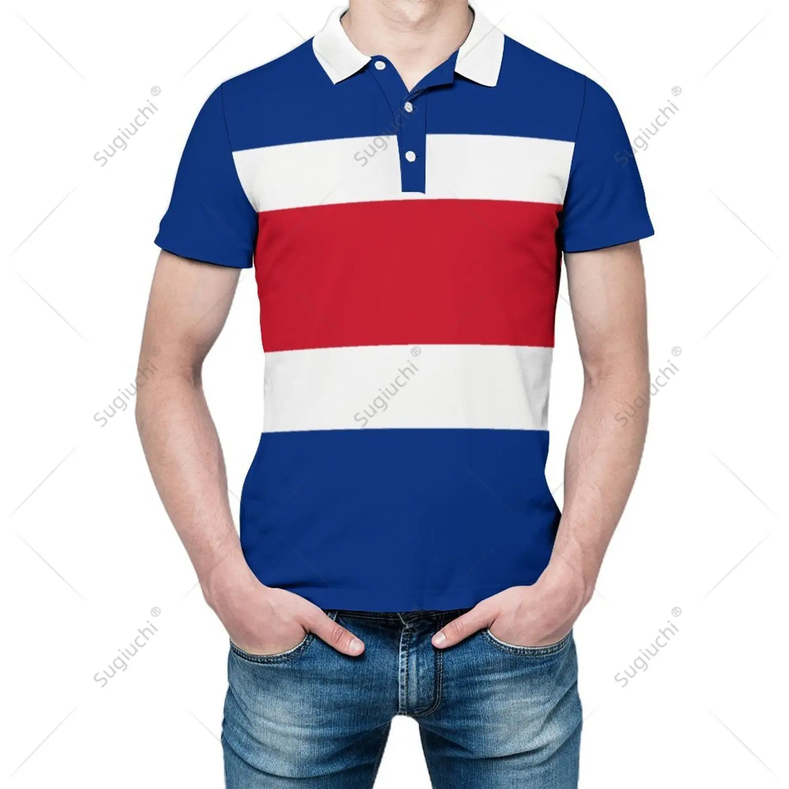 Unisex Polo Shirt Costa Rica Flag 3D Print Man Polo Fashion Clothing Tracksuits Short Sleeves