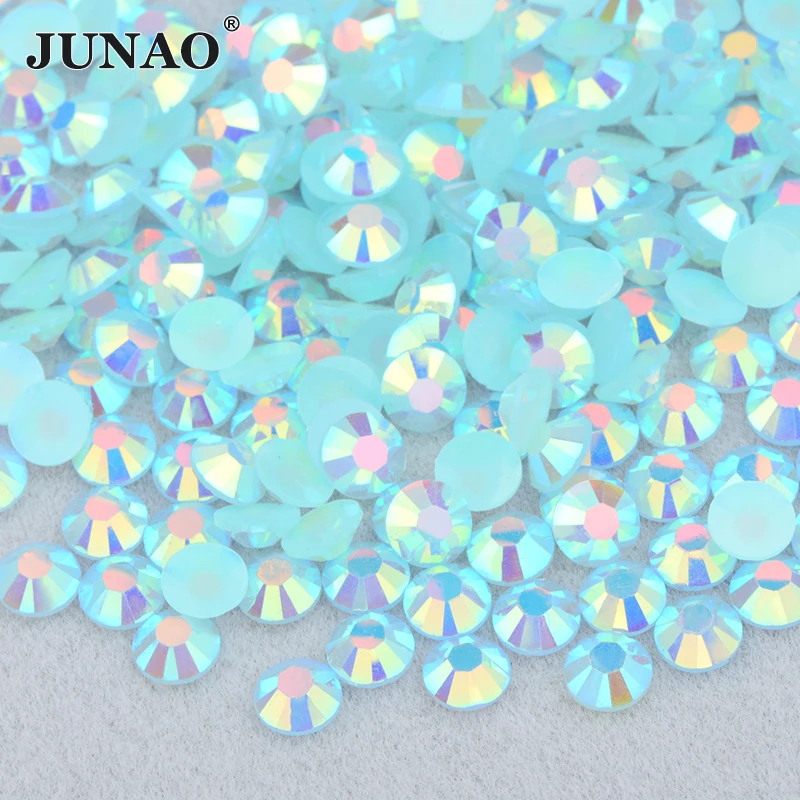 JUNAO 3mm 4mm 5mm 6mm Glittler Jelly Lt.Amethyst AB Flatback Resin Rhinestones Bulk Round Nail Crystal Strass For DIY Crafts