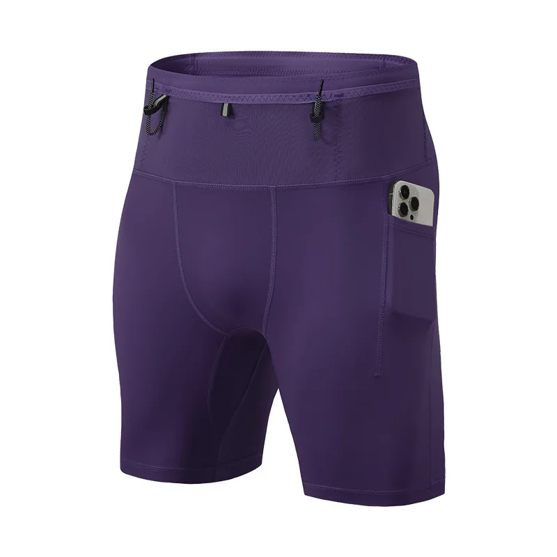 Men's high-elastic compression pants, sweat-absorbing running fitness shorts, marathon tight shorts, athletic training sports